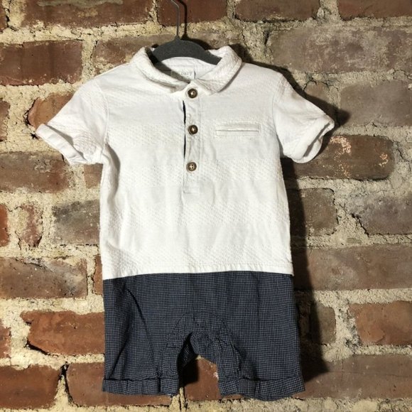 Florence and Fred Polo Black & White Romper 6-9M - Picture 2 of 8